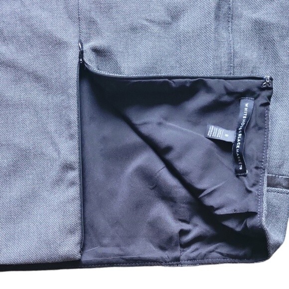 WH|BM Grey Suit Skirt W Faux Leather Detail - 8 - Picture 4 of 9